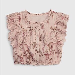 LoveShackFancy Pink Floral Ruffle Blouse